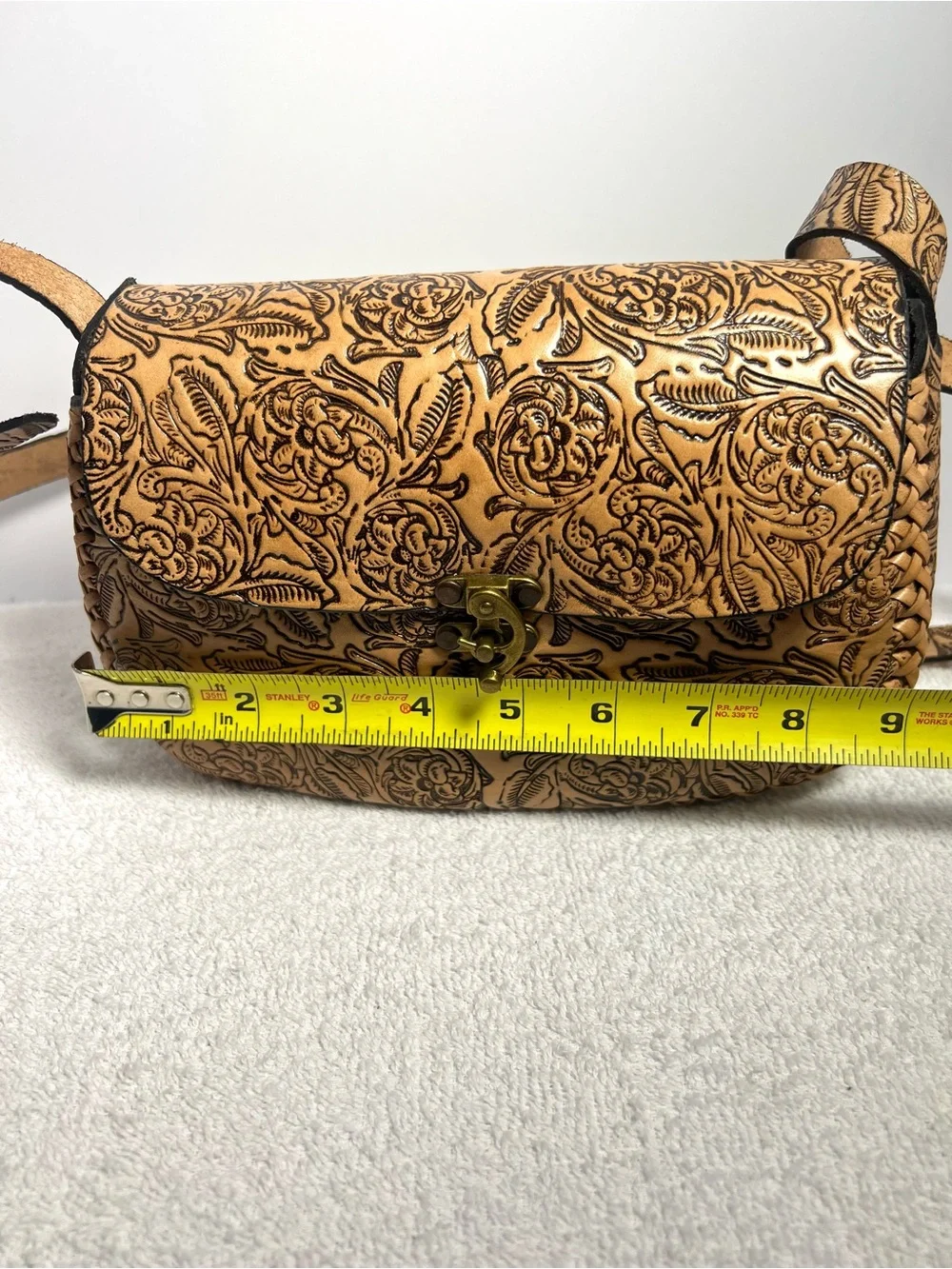 Tooled Leather Embossed Floral Saddle Bag Braided Handcrafted Western Boho